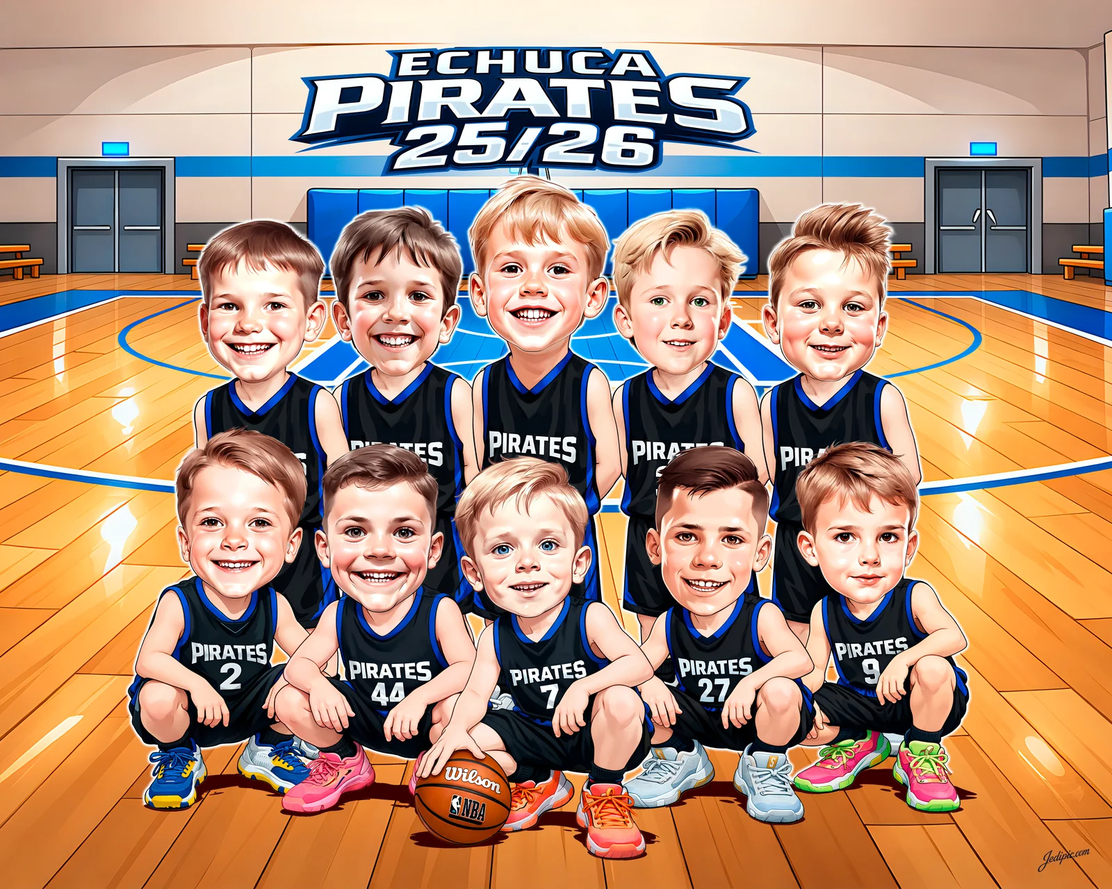 Custom Basketball Caricature from Photo — Personalized Player Portrait Hand-Drawn Hoops Coach Team Banquet Gift