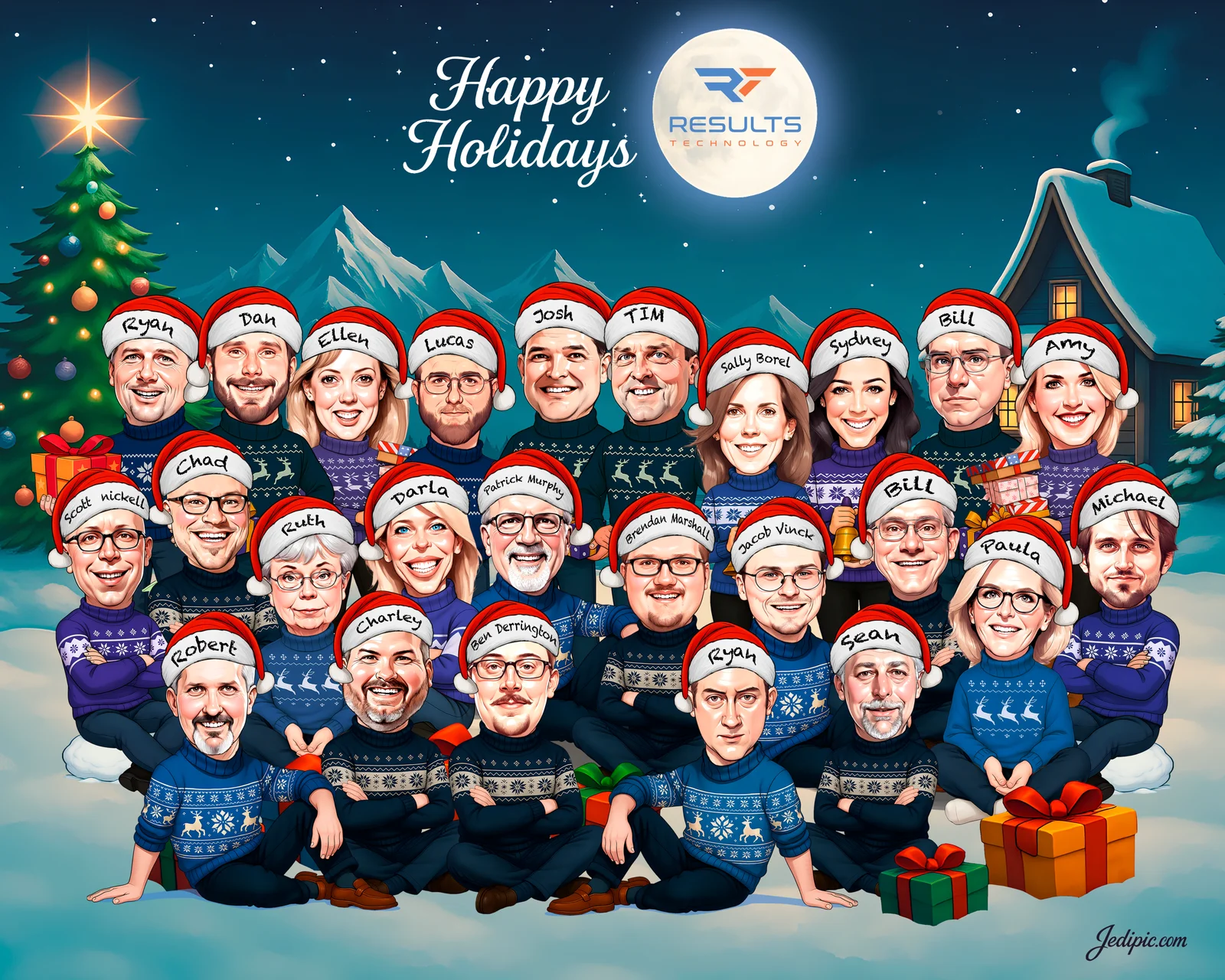 Custom Corporate Team Caricature from Photo — Personalized Office Group Portrait Hand-Drawn Coworker Anniversary Boss Gift