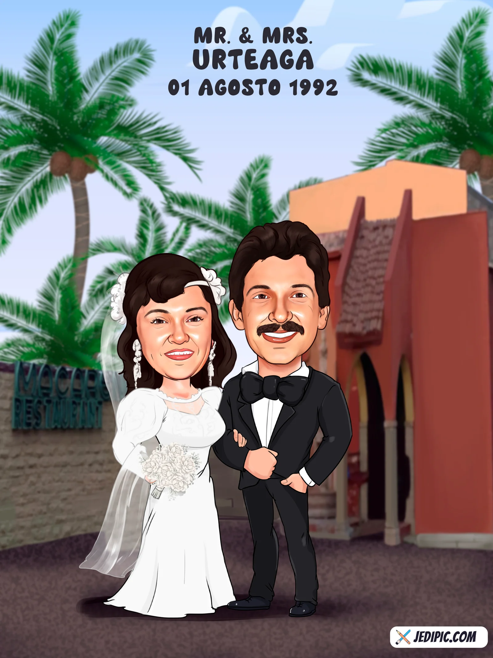 Custom Wedding Caricature from Photo — Personalized Bride Groom Portrait Hand-Drawn Ceremony Reception Anniversary Gift