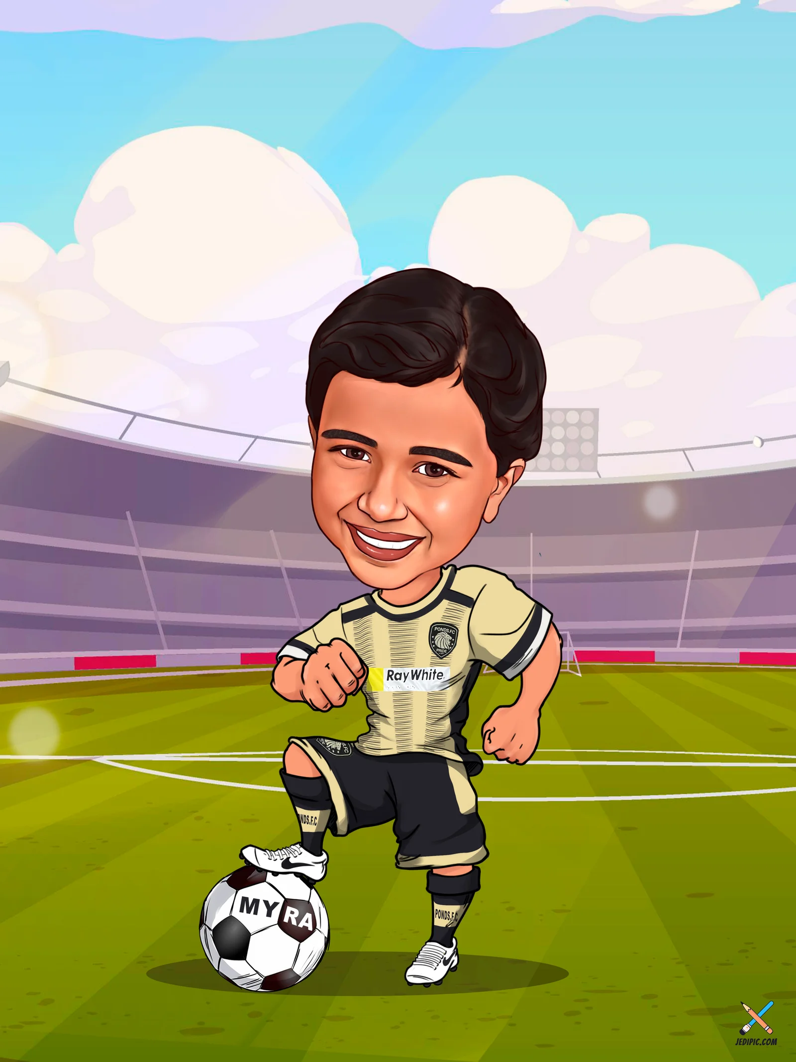 Custom Soccer Caricature from Photo — Personalized Football Player Portrait Hand-Drawn Kit Ball Coach Team Season Gift