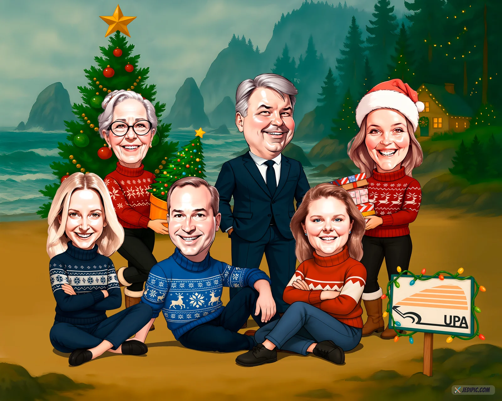 Custom Corporate Team Caricature from Photo — Personalized Office Group Portrait Hand-Drawn Coworker Anniversary Farewell Gift