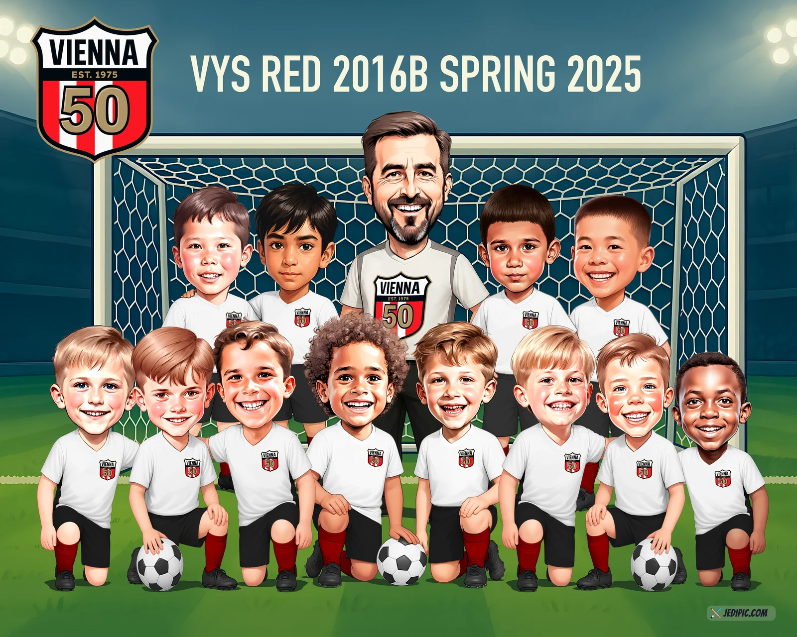 Custom Soccer Caricature from Photo — Personalized Football Player Portrait Hand-Drawn Jersey Boots Coach Season End Gift