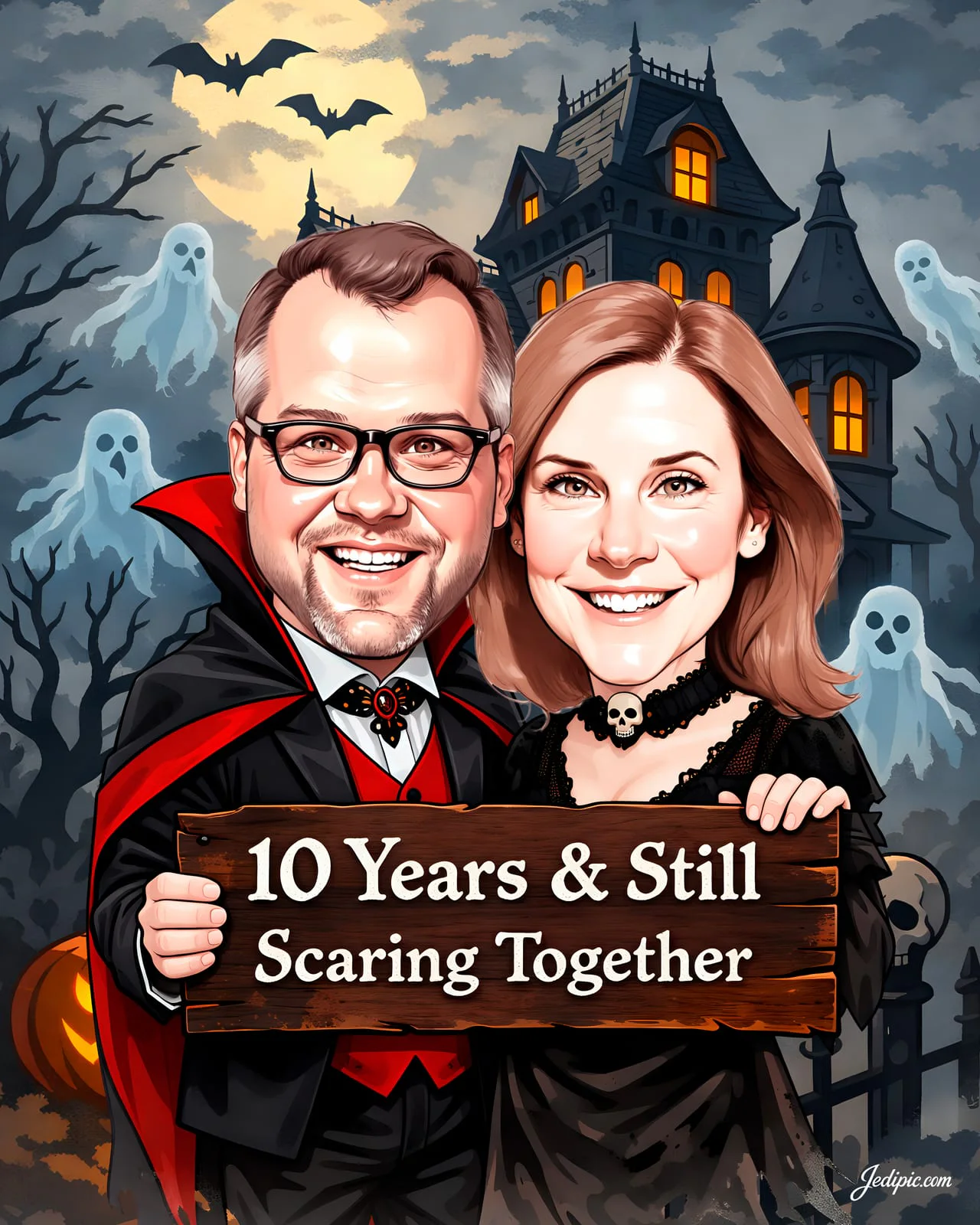 Custom Couple Caricature from Photo — Anniversary, Wedding & Engagement Gift Portrait