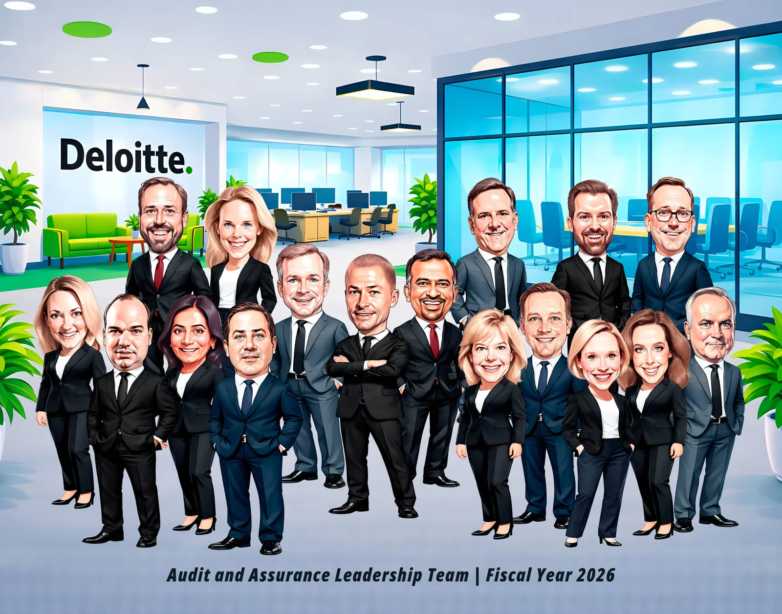 Custom Corporate & Team Caricature from Photos — Office Group Portrait & Farewell Gift